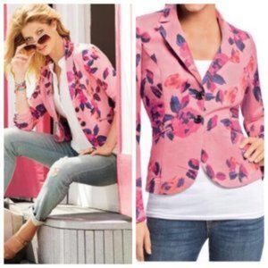 CAbi Pink Floral Cotton Jacket. Great used condition
